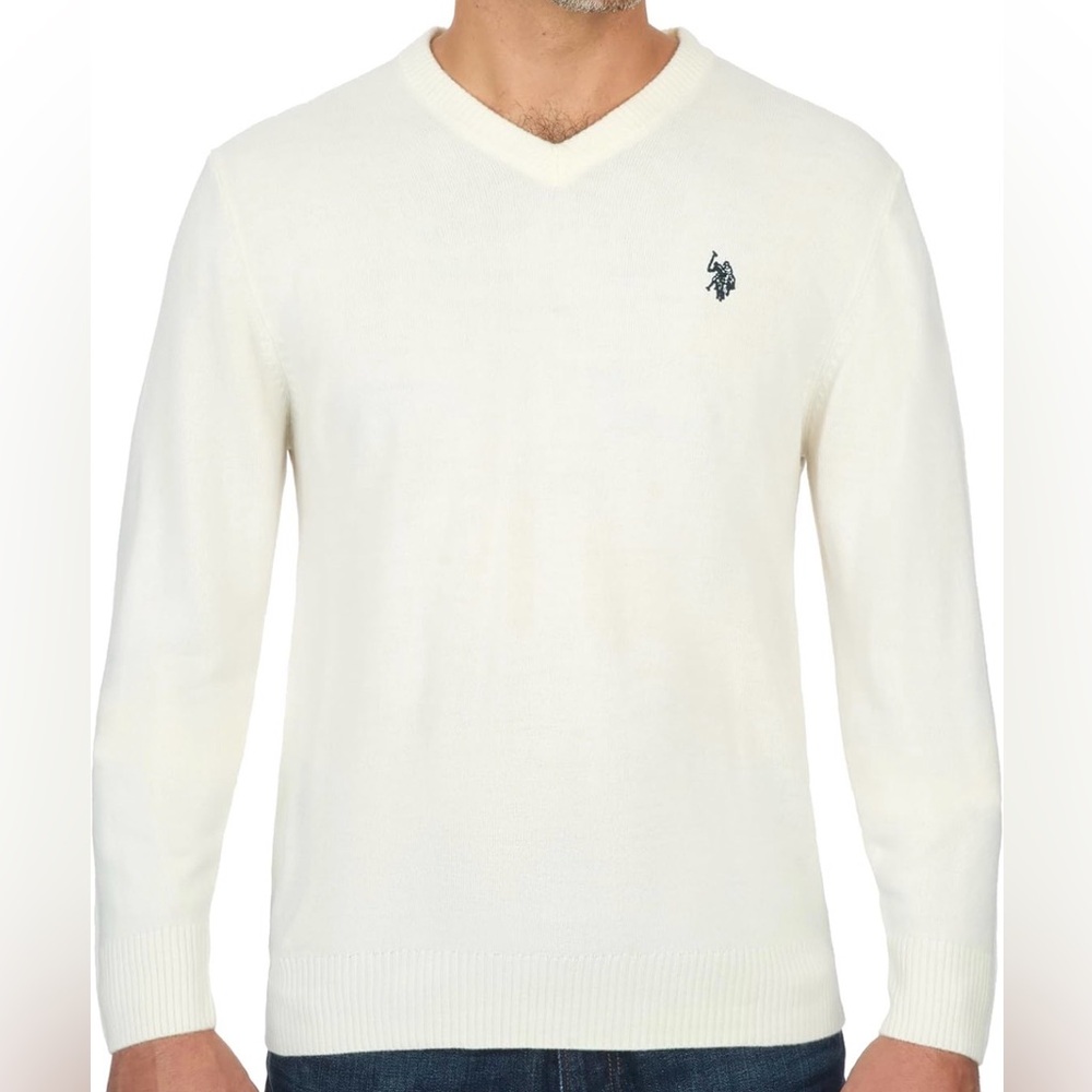 U.S. POLO ASSN. men’s v-neck ultrasoft trim fit acrylic sweater
